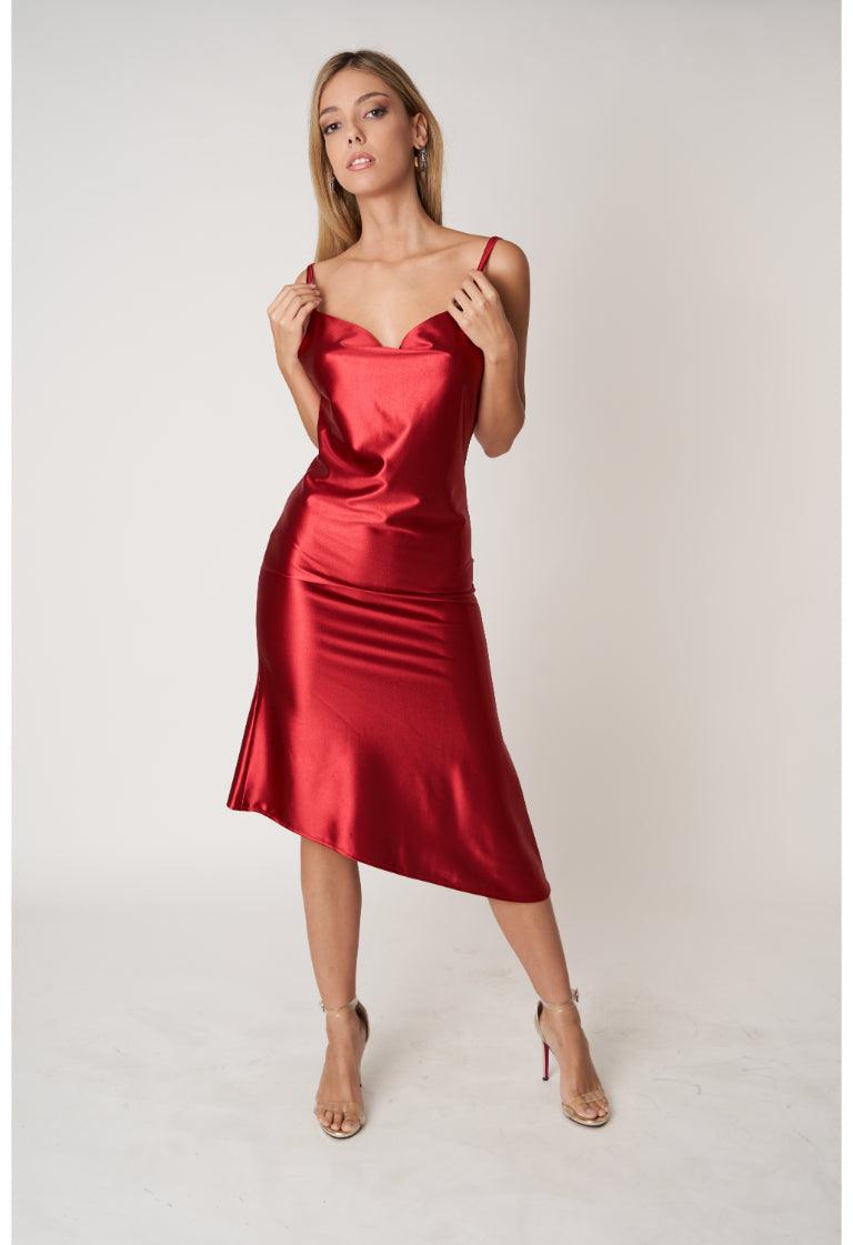 Red Satin Dress - BLEMUNT