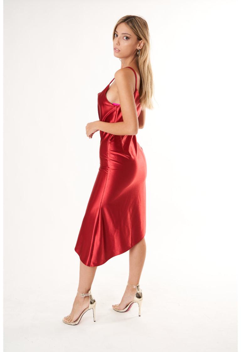 Red Satin Dress - BLEMUNT