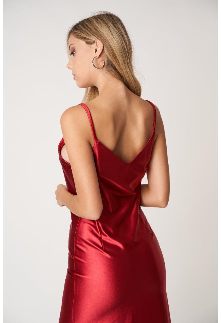 Red Satin Dress - BLEMUNT