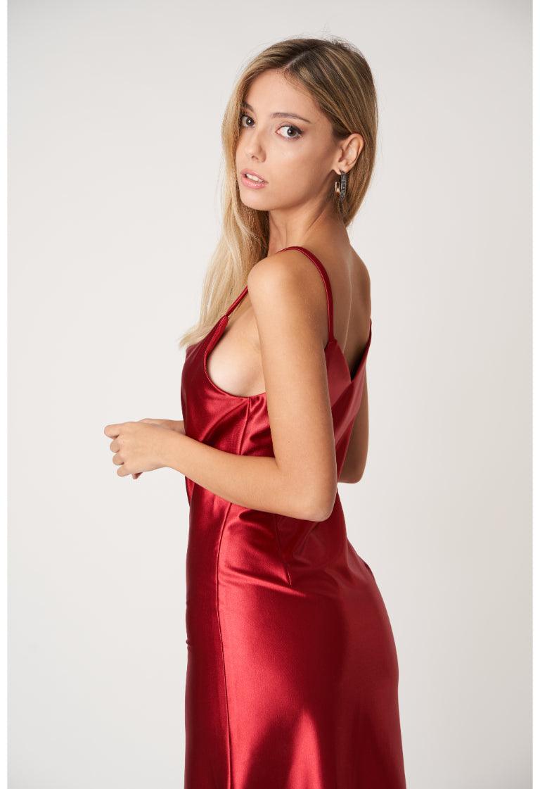 Red Satin Dress - BLEMUNT