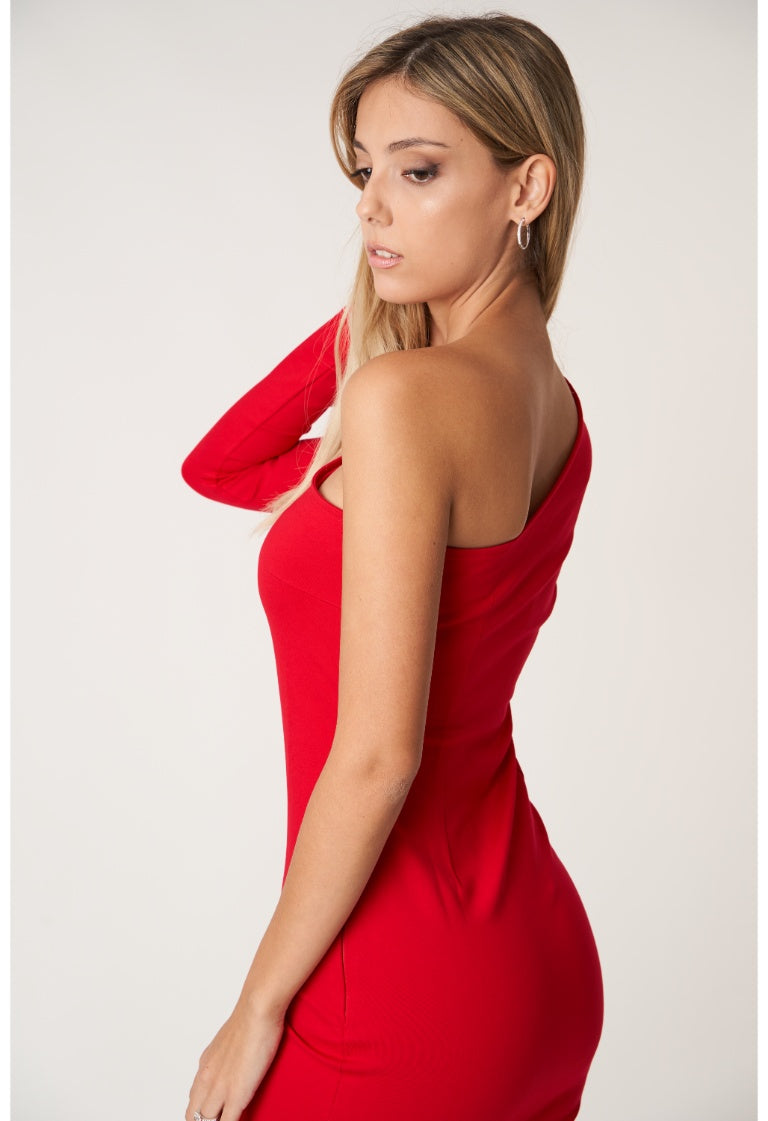 Vestido rojo de una manga