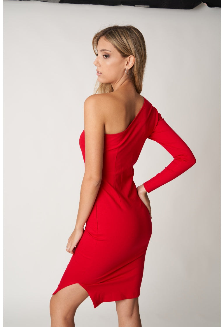 Vestido rojo de una manga